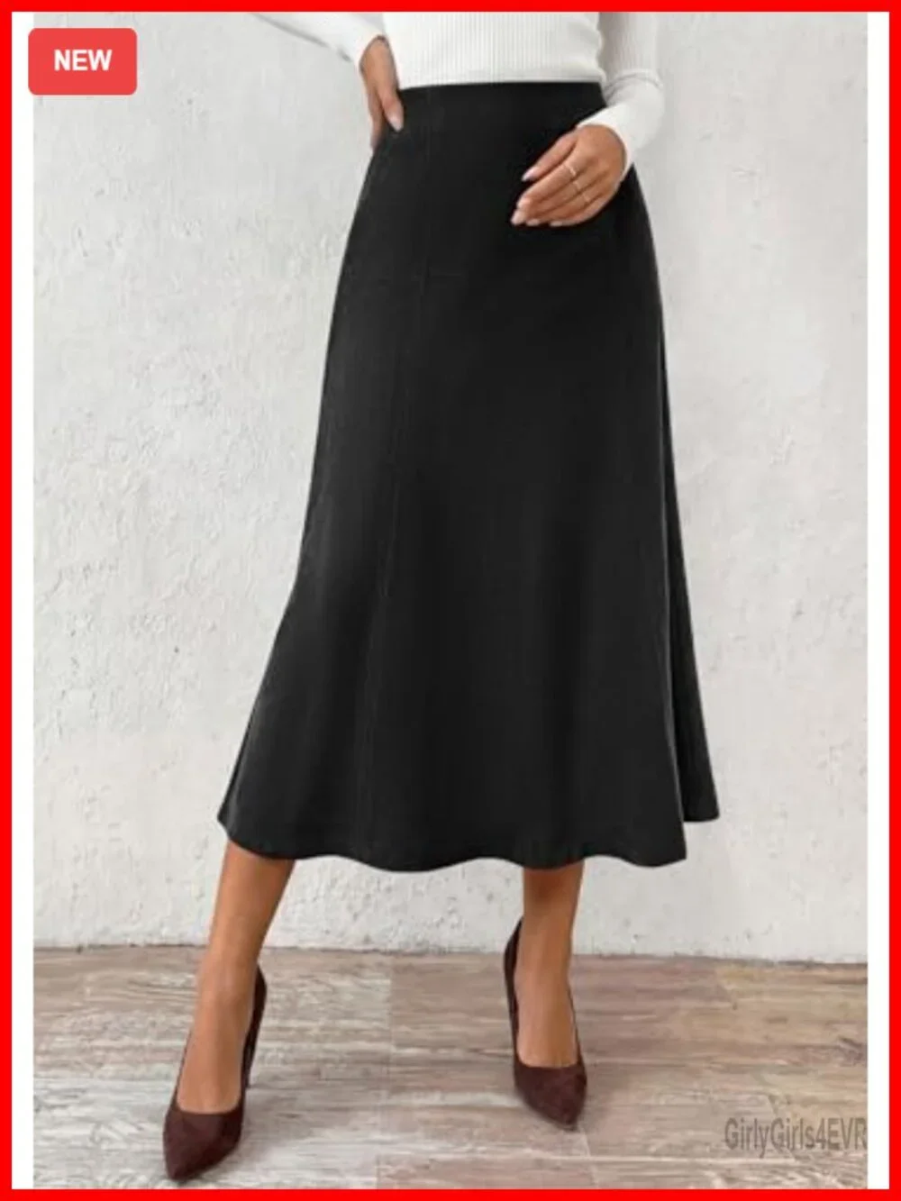 High Waist Faux Suede A Line Midi Skirt